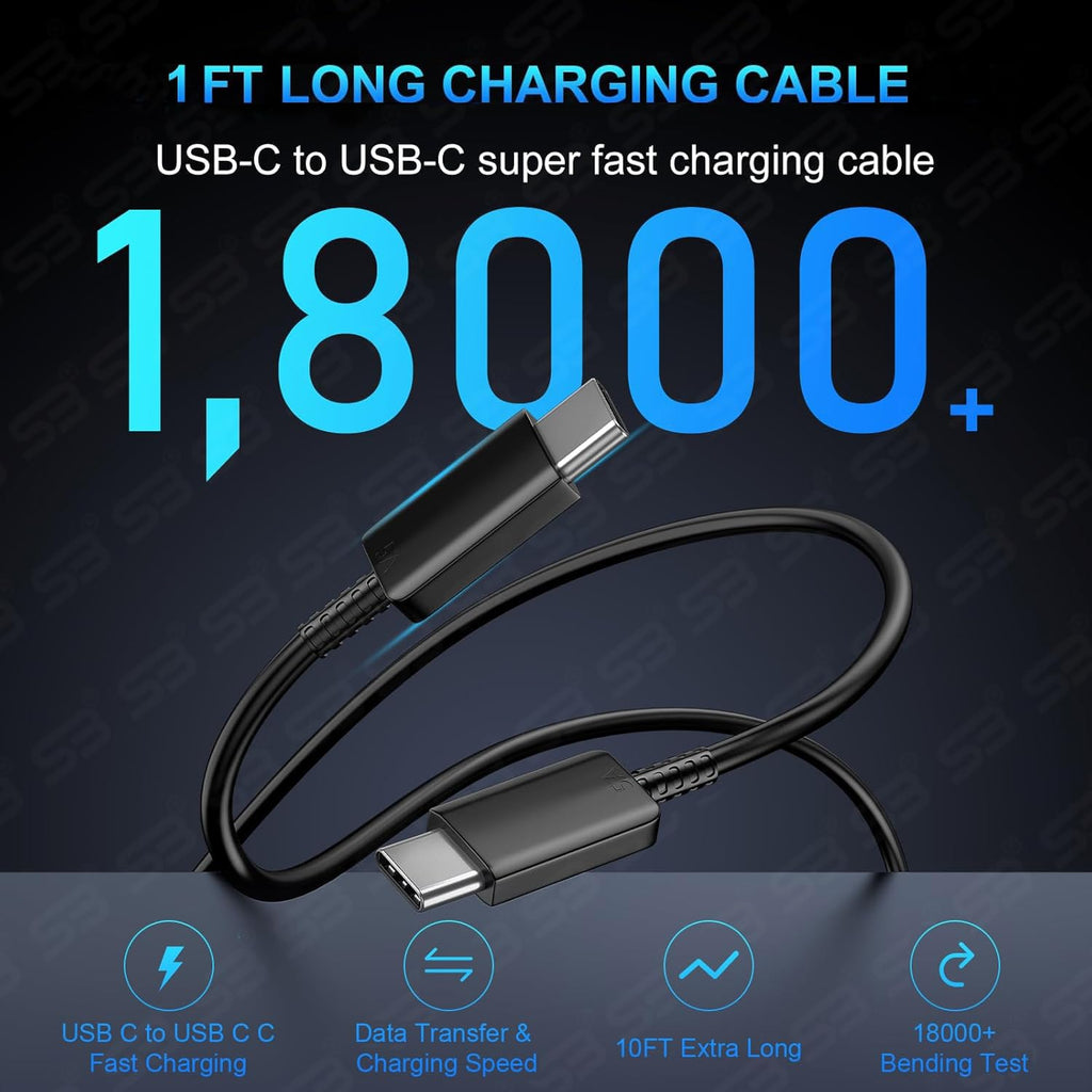 Samsung Origenal 45W Fast Charger With Type C to C Cable.