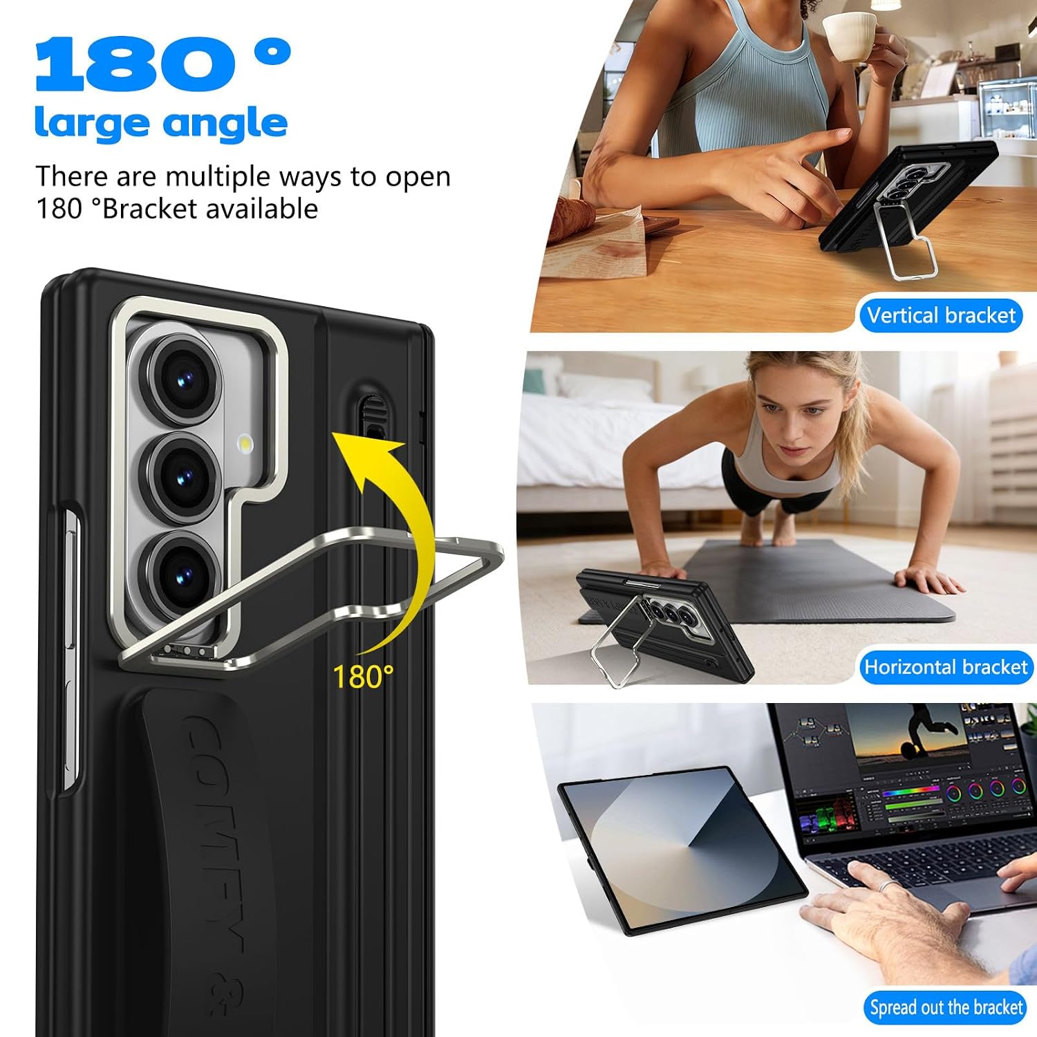 360 Full Cover Camera Frame Holder Front Glass Silicone Wristband Case.
