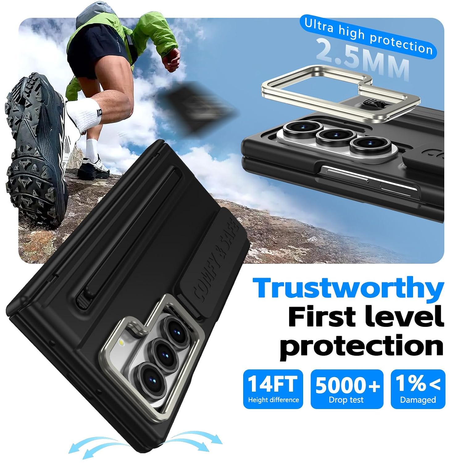 360 Full Cover Camera Frame Holder Front Glass Silicone Wristband Case.