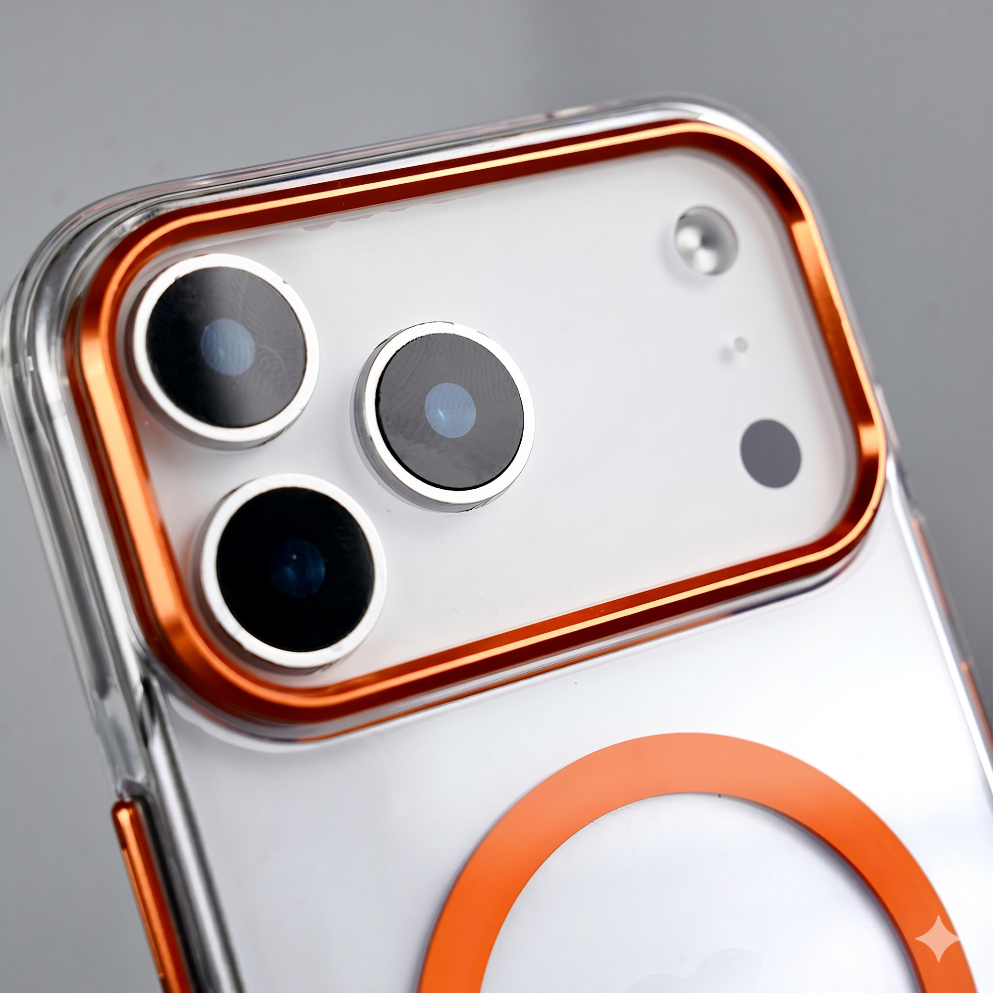 Metal Lens Frame Case for iPhone 17 Series clear Magnetic Phone case.