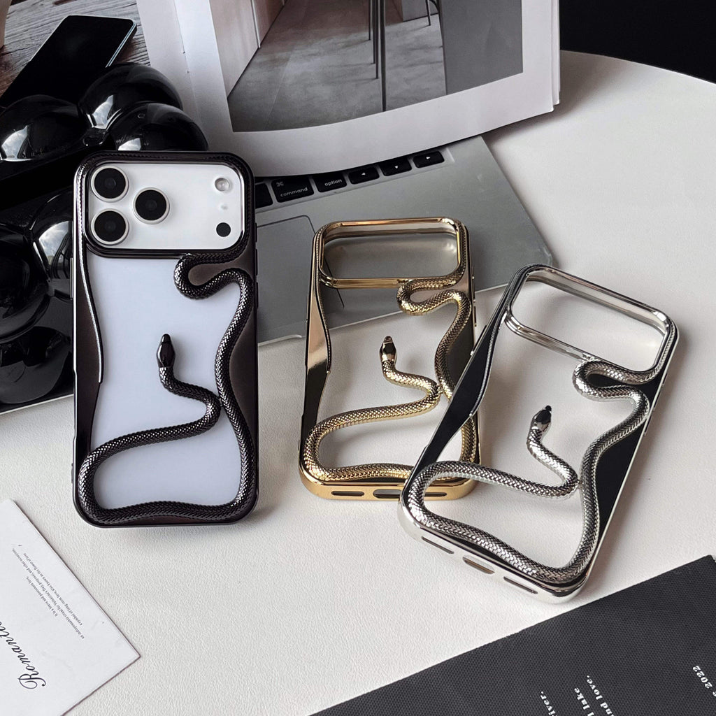 3D Snake Hollow Cooling Electroplated Phone Case.