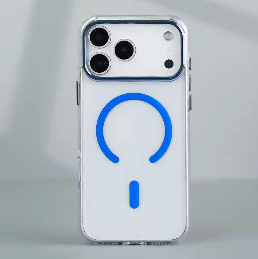 Metal Lens Frame Case for iPhone 17 Series clear Magnetic Phone case.