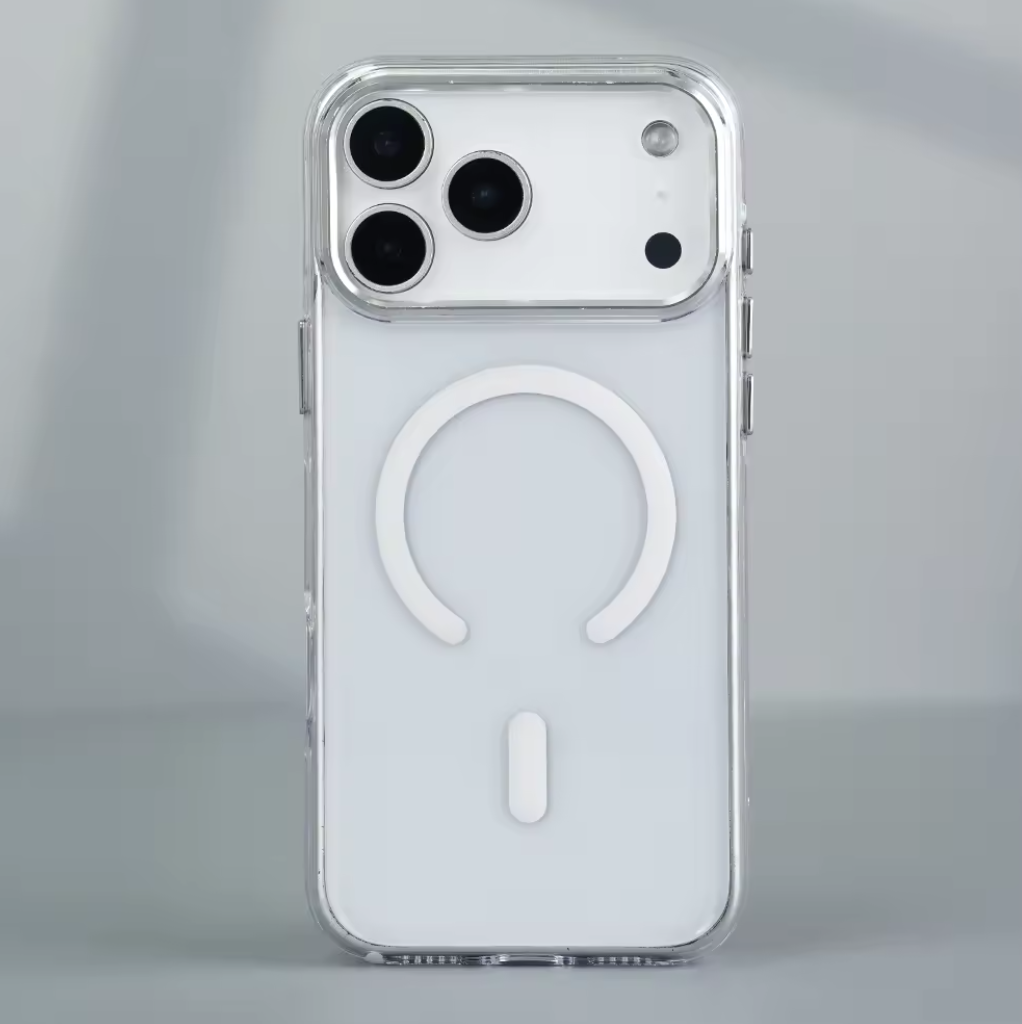 Metal Lens Frame Case for iPhone 17 Series clear Magnetic Phone case.